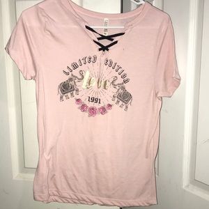 Lace up pink shirt